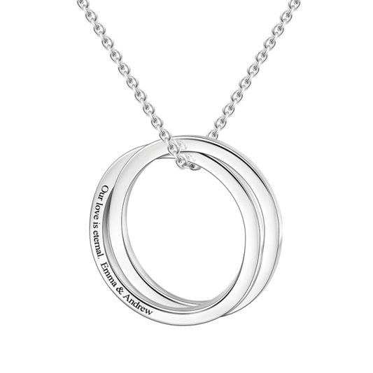 14K Gold-Personalized Engravable Double Loop Necklace Adjustable 16โ-20โ