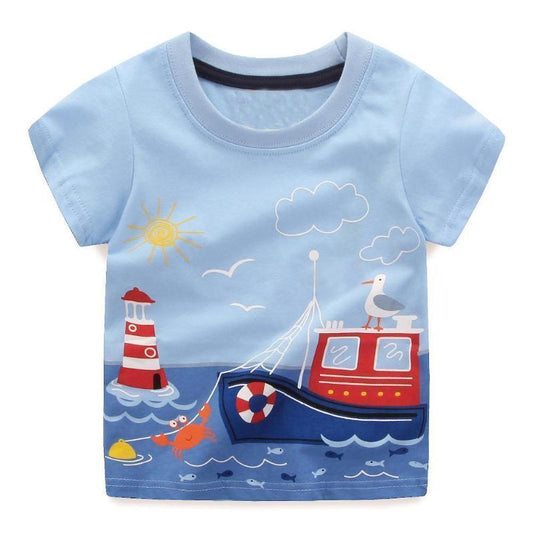 loomrack Boys 100% Cotton Summer T-Shirt (Sizes 18M - 2T) T-Shirts Ship-Fish Pattern / 2T
