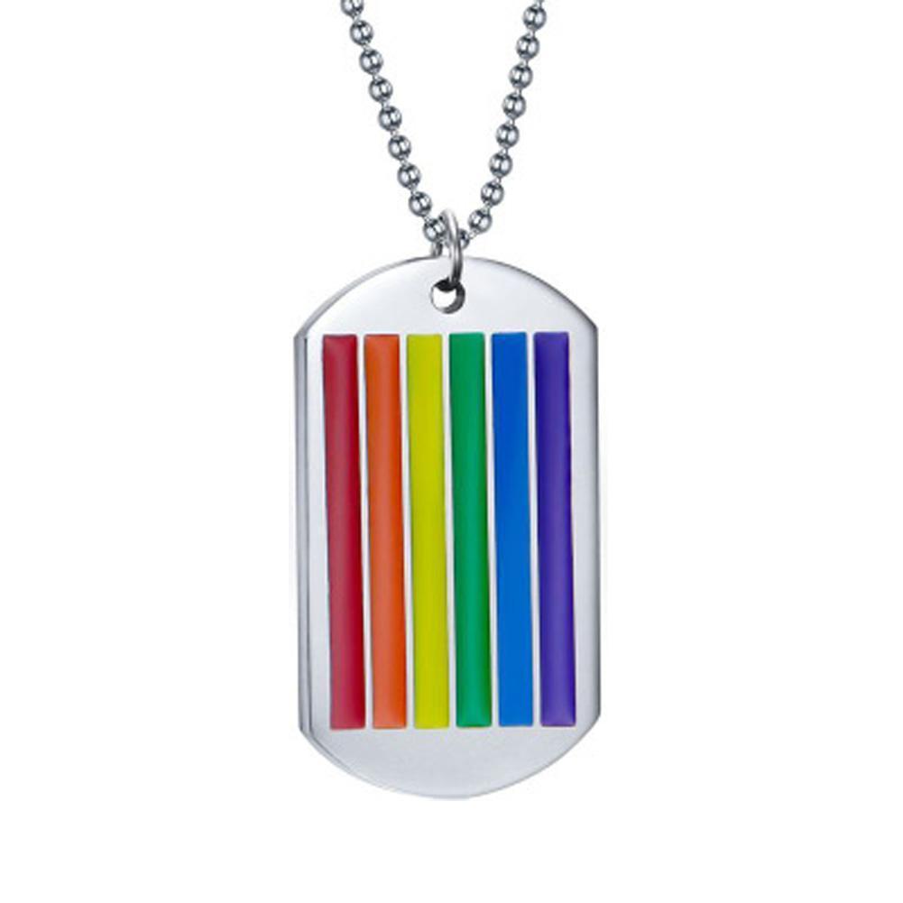 loomrack Stainless Steel Rainbow Pride Tag Necklace Pendant Necklaces