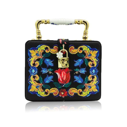 loomrack Vintage Floral Ceramic Top Handle Bag Top-Handle Bags