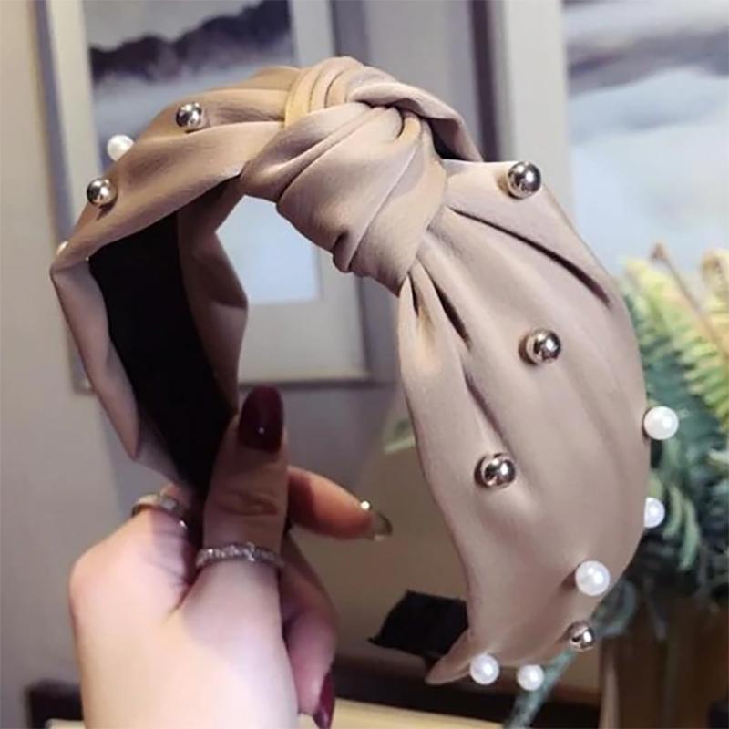 Pearls Solid Bow Knotted Hairband Headbands color 5