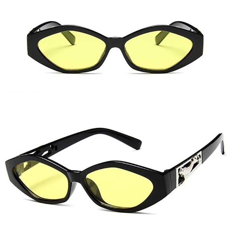 Vintage Cat Eye 3D Anti-UV Sunglasses Sunglasses Black Yellow