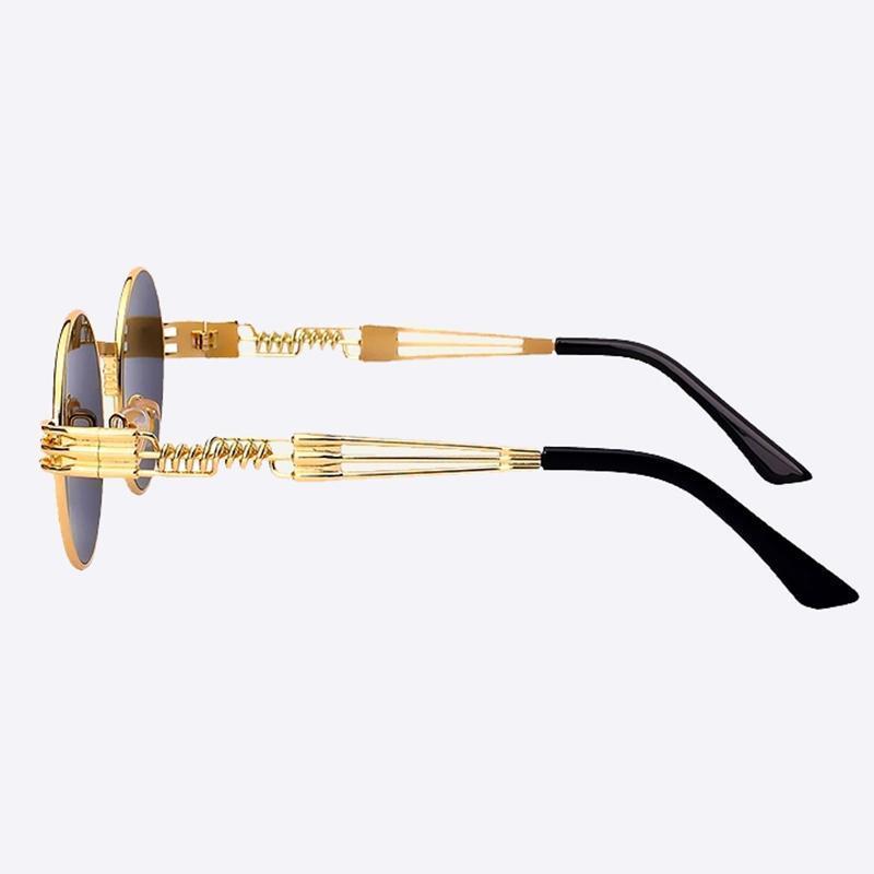 2 Chainz Vintage Sunglasses - Steampunk Round Shades Sunglasses Black