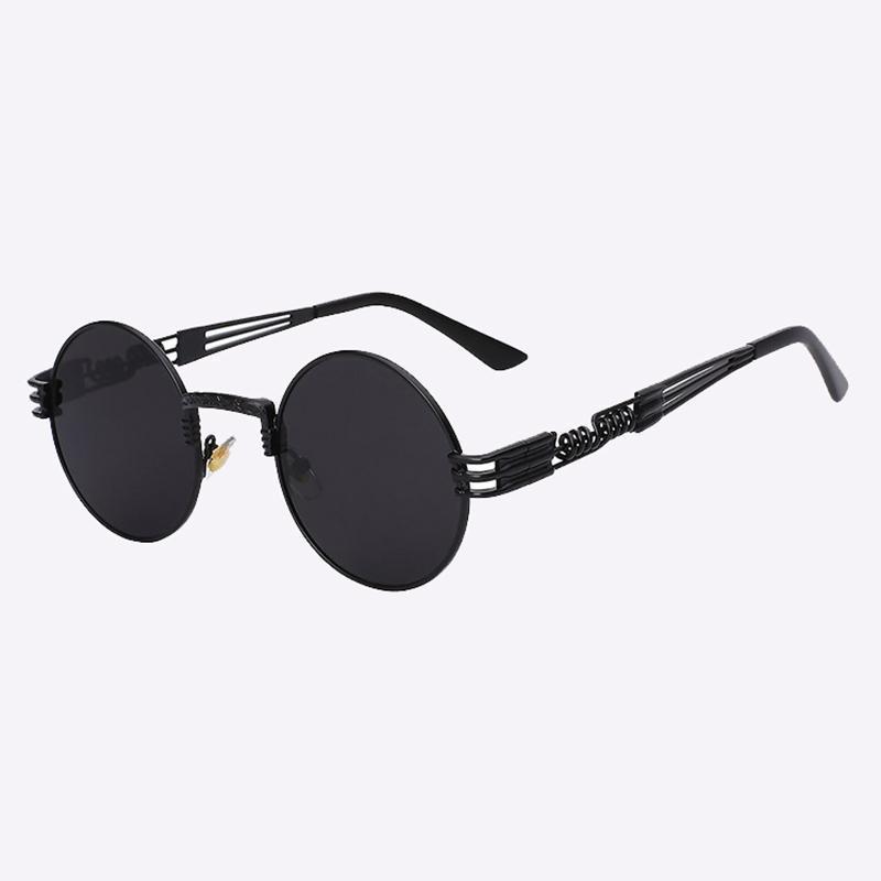 2 Chainz Vintage Sunglasses - Steampunk Round Shades Sunglasses Black
