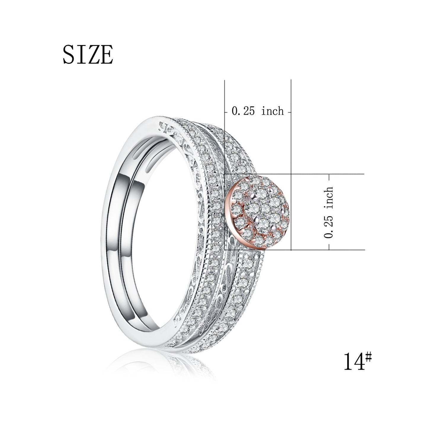 2018 Latest Design 925 Sterlings Silver Jewelry Rose Gold Plated Women Wedding Rings