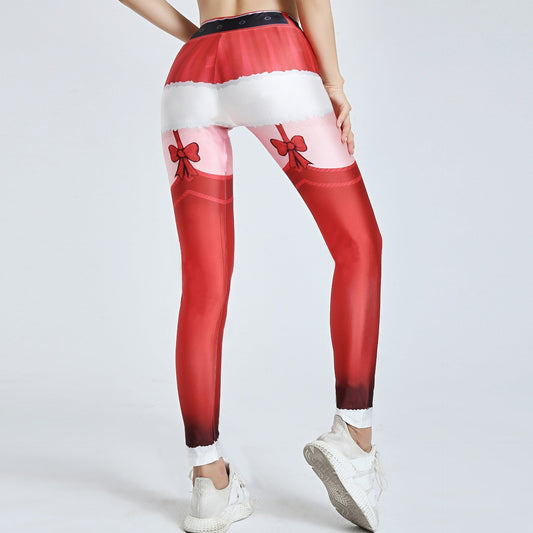 Christmas Leggings High Waist - Cute Elf Stockings