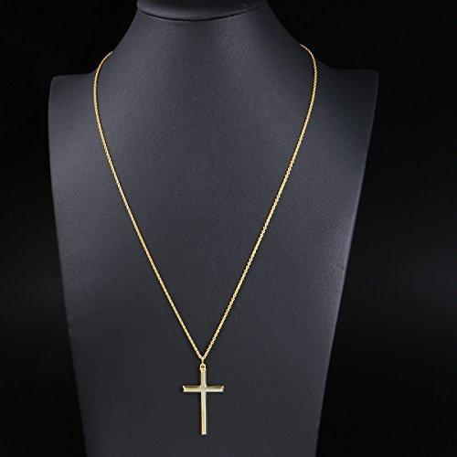 18k Gold Plated 925 Sterling Silver Cross Pendant Necklace With 18inch Cable Chain