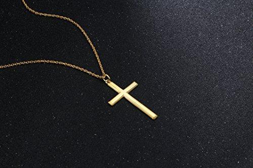 18k Gold Plated 925 Sterling Silver Cross Pendant Necklace With 18inch Cable Chain