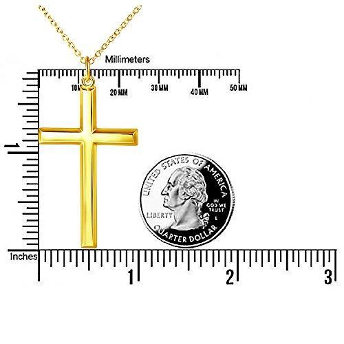 18k Gold Plated 925 Sterling Silver Cross Pendant Necklace With 18inch Cable Chain