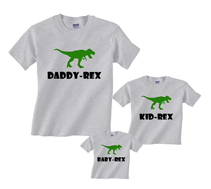 Dad-Rex, Kid-Rex, Baby-Rex Matching Dinosaur T-shirts Father Son