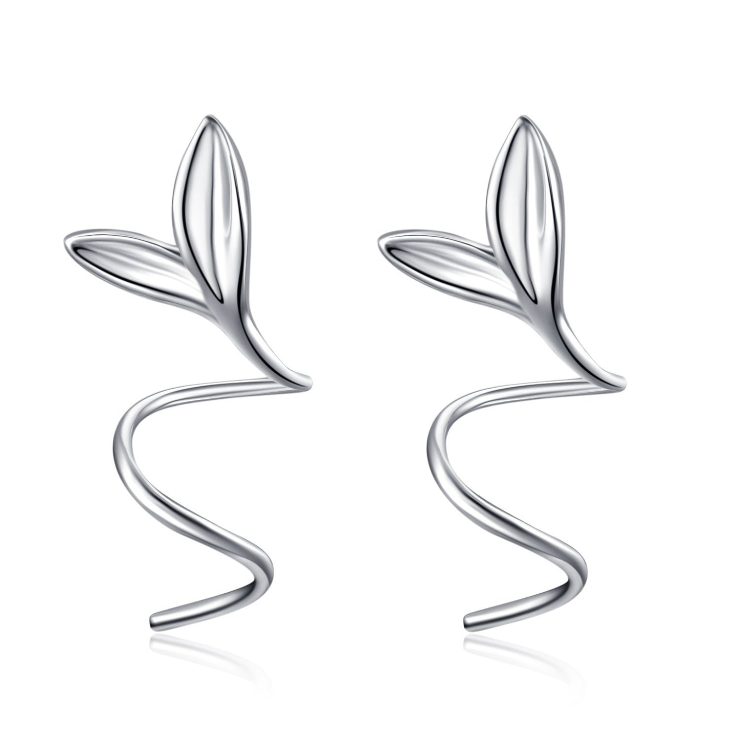 2018 Fashion 925 Sterling Silver Jewelry, Leaf Shape Earrings for Women