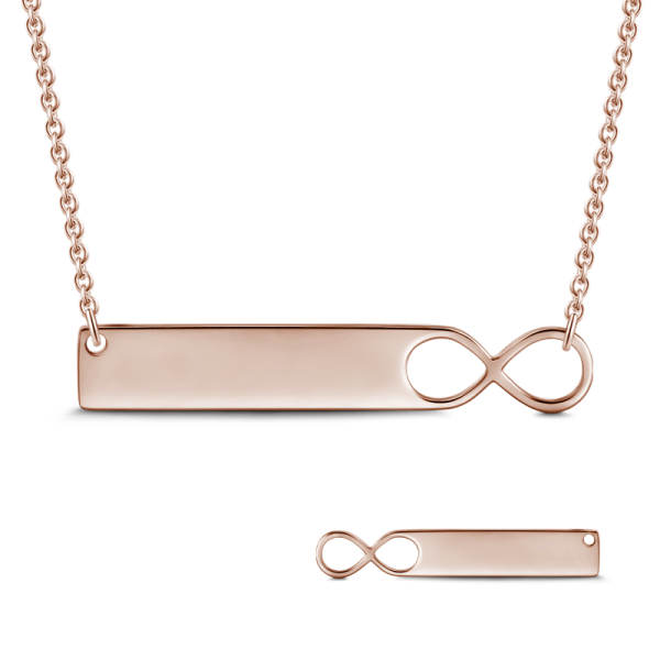 14K Gold Personalized Infinity Engravable Bar Necklace