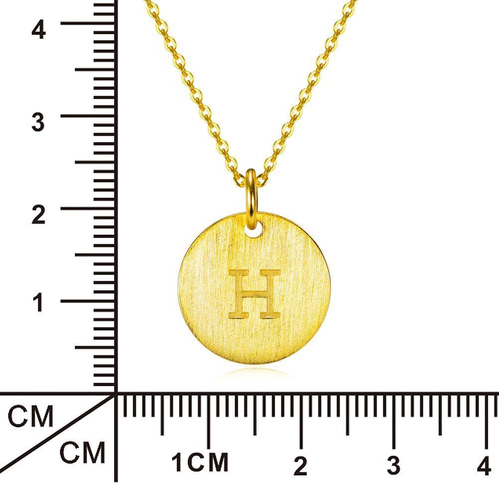 14K Yellow Gold Script Disc Initial Round Letter 'H 'Necklace