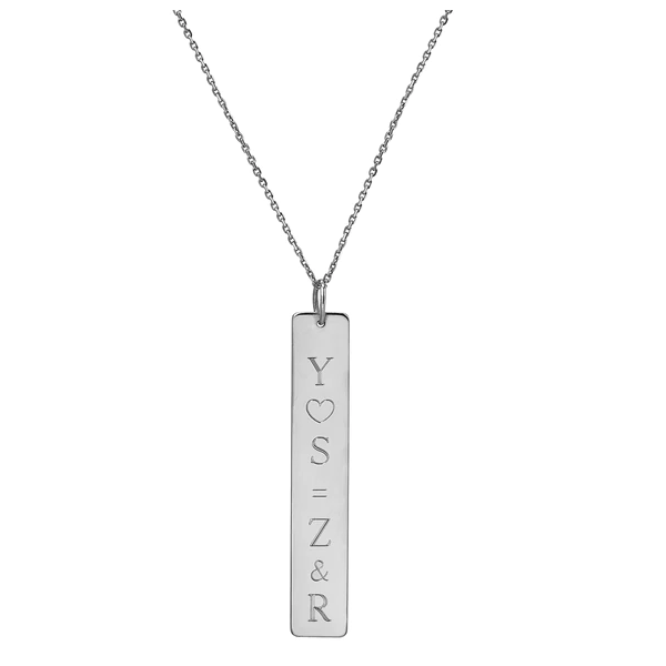 14K Gold Personalized Vertical Nameplate Necklace Adjustable 16”-20”