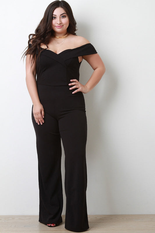 Off The Shoulder Sweetheart Neck Palazzo Jumpsuit