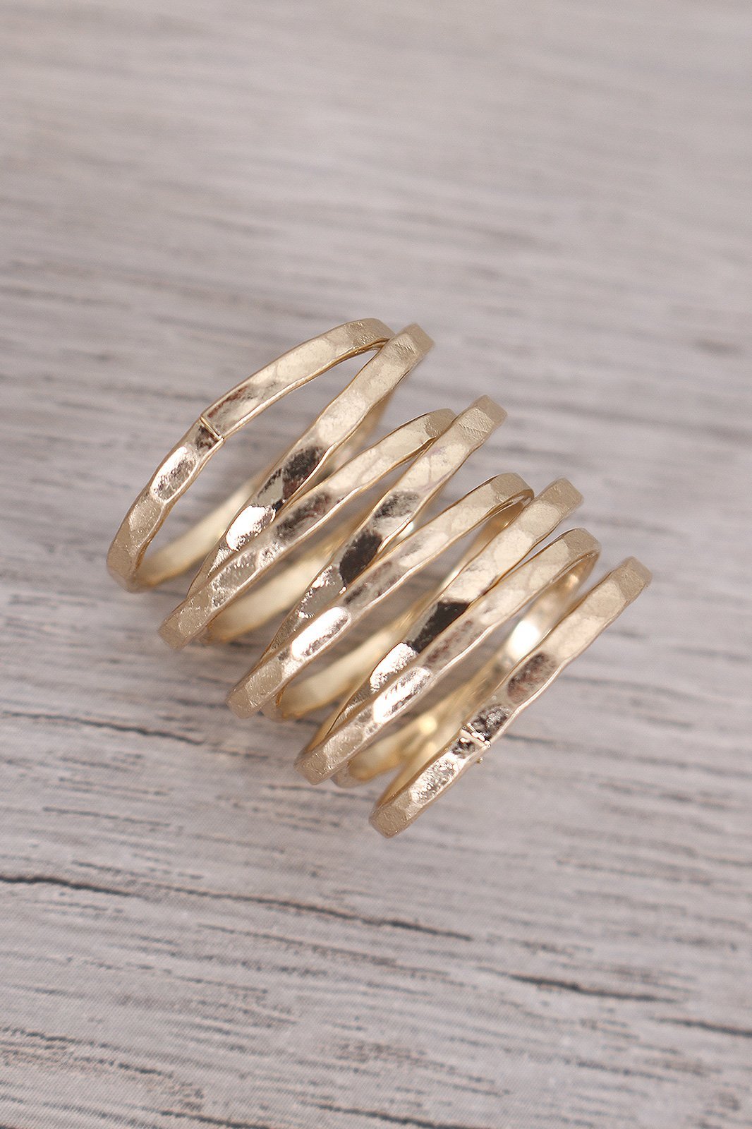 Hammered Wrapped Crossover Rings