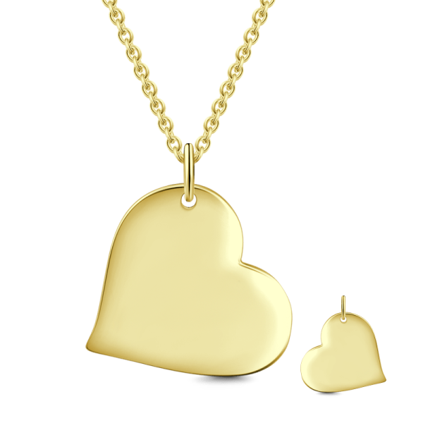 14K Gold Personalized Heart Engravable  Hang Tag Necklace Adjustable 16”-20”