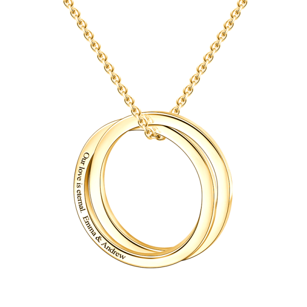 14K Gold-Personalized Engravable Double Loop Necklace Adjustable 16”-20”