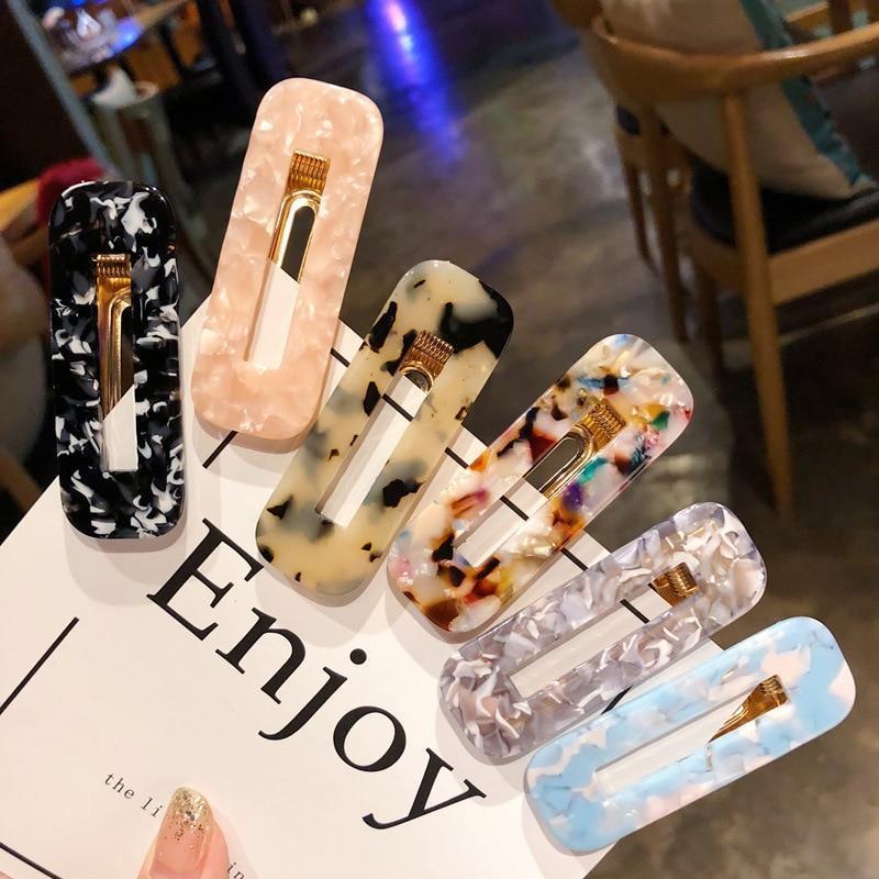 Acrylic Colorful Hair Clip Barrettes Hair Accessories Pink Blue A