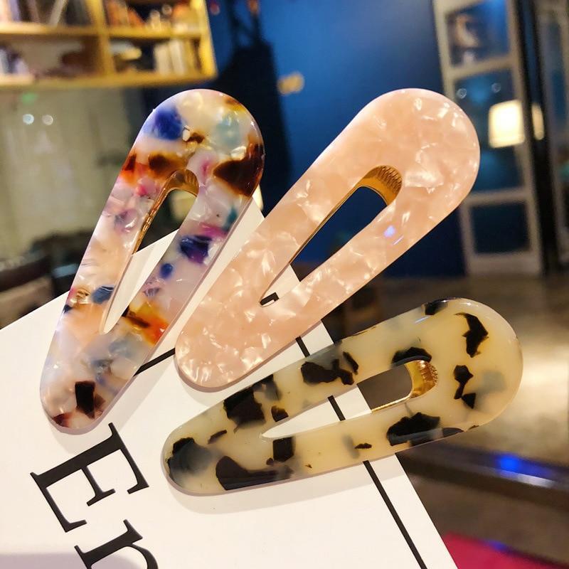 Acrylic Colorful Hair Clip Barrettes Hair Accessories Pink Blue A