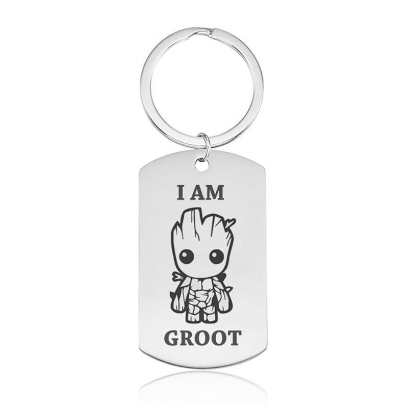 Baby Groot Stainless Steel Keychain Key Chains Style 1 / 70mm long