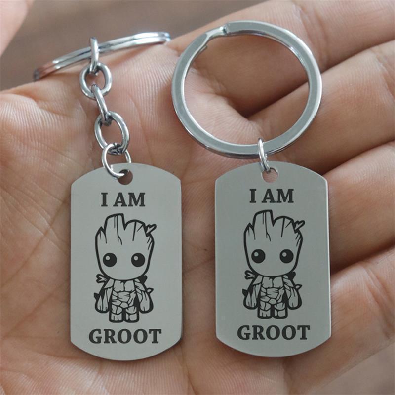 Baby Groot Stainless Steel Keychain Key Chains Style 1 / 70mm long