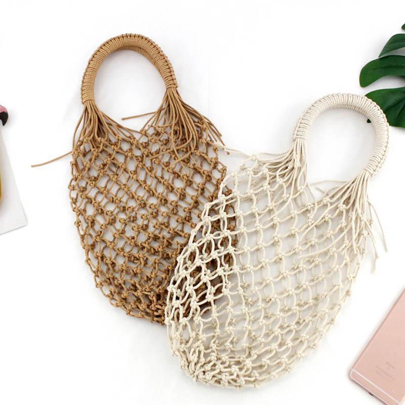 Basket Net Rattan Bag Rattan Bags beige big / with Lining