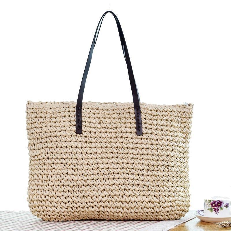 Beach Bohemian Rattan Tote Handbags beige / (20cm<Max Length<30cm)