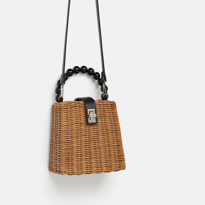 Black Pearl Handle Rattan Bag Rattan Bags