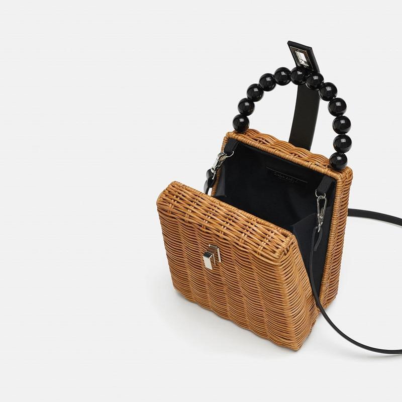 Black Pearl Handle Rattan Bag Rattan Bags