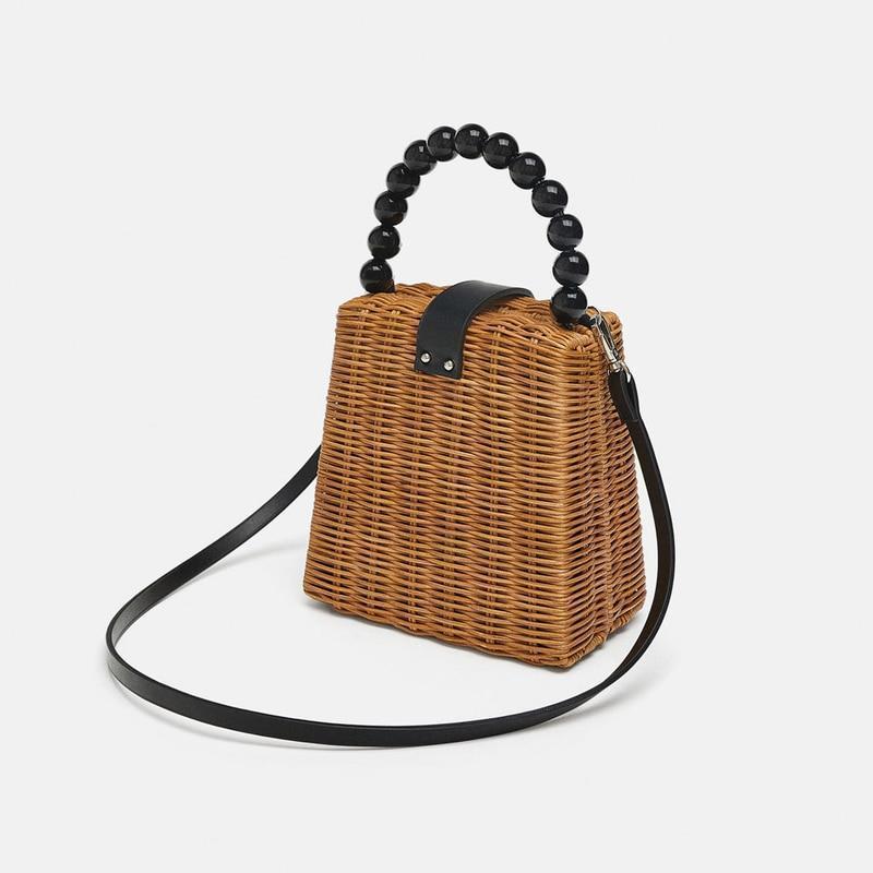 Black Pearl Handle Rattan Bag Rattan Bags