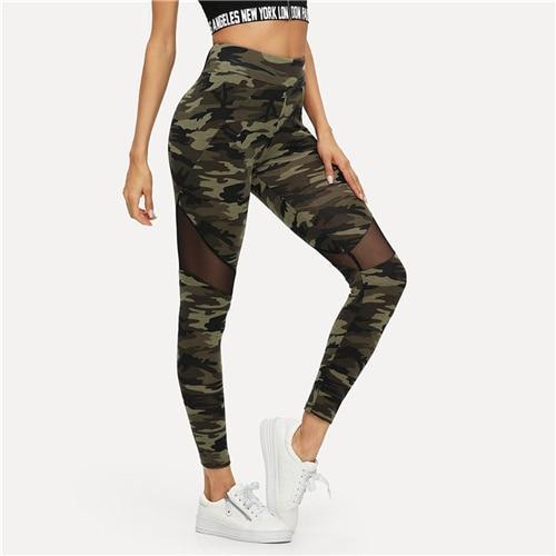 Camo Mesh Leggings Leggings Multi / XS