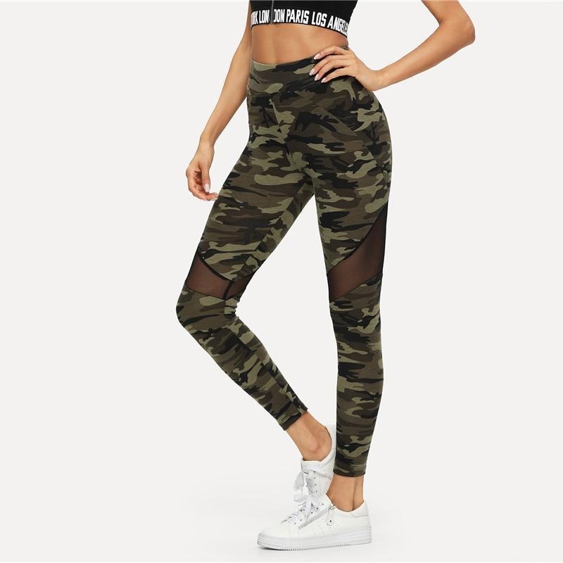 Camo Mesh Leggings Leggings Multi / XS