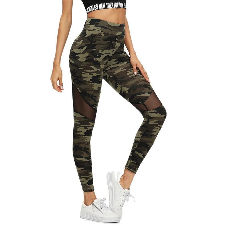 Camo Mesh Leggings Leggings Multi / XS