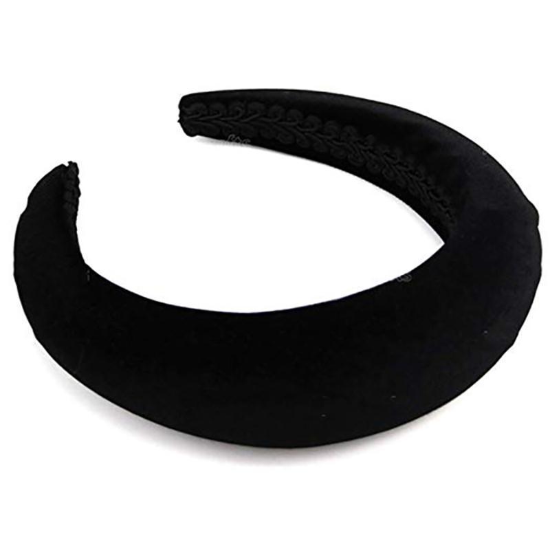 Chunky Padded Velvet Headband Headbands Black