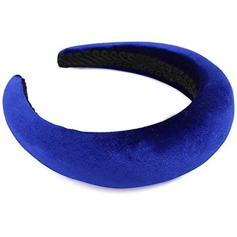 Chunky Padded Velvet Headband Headbands Blue