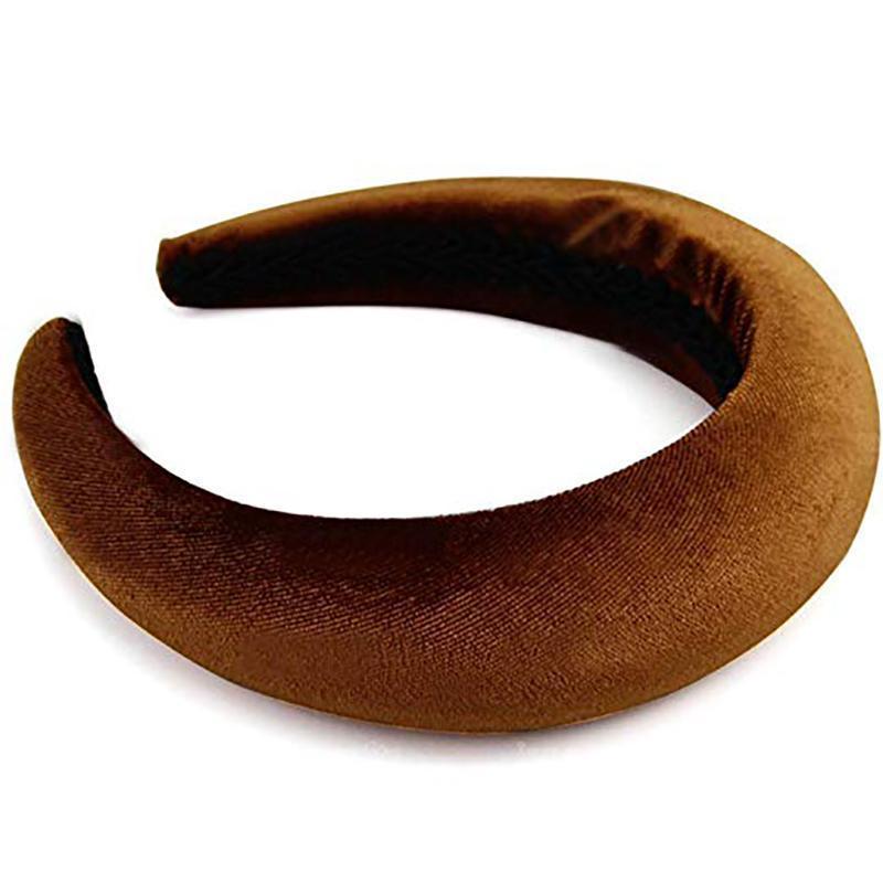 Chunky Padded Velvet Headband Headbands Brown