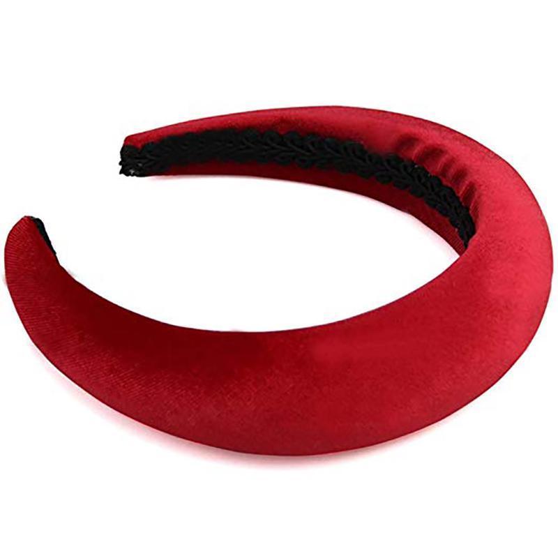 Chunky Padded Velvet Headband Headbands Red