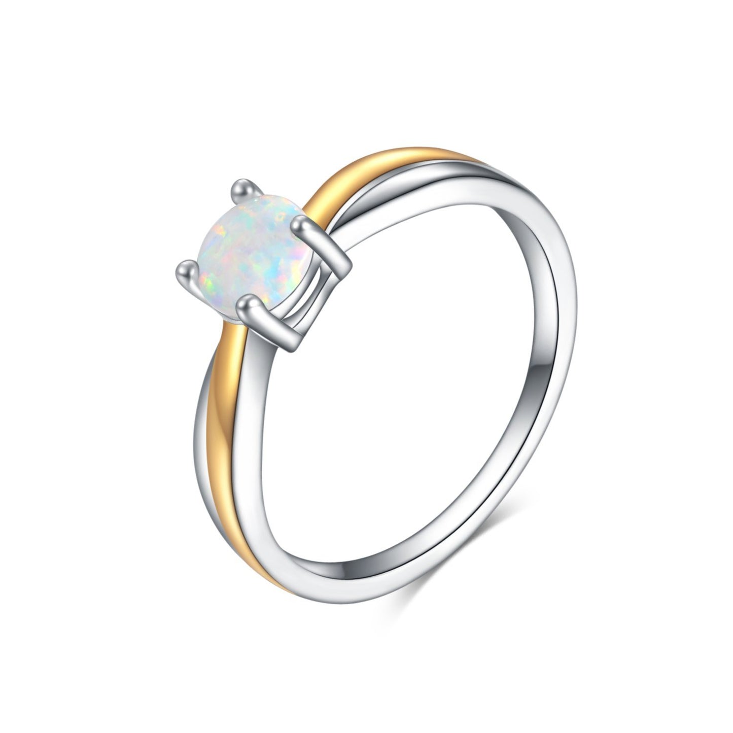 2018 New Arrival White Gold Plated Opal Gemstone Love Eternity Ring