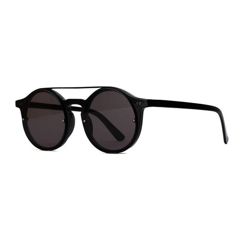 Double Bridge Round High Fashion Sunglasses Sunglasses Black Black