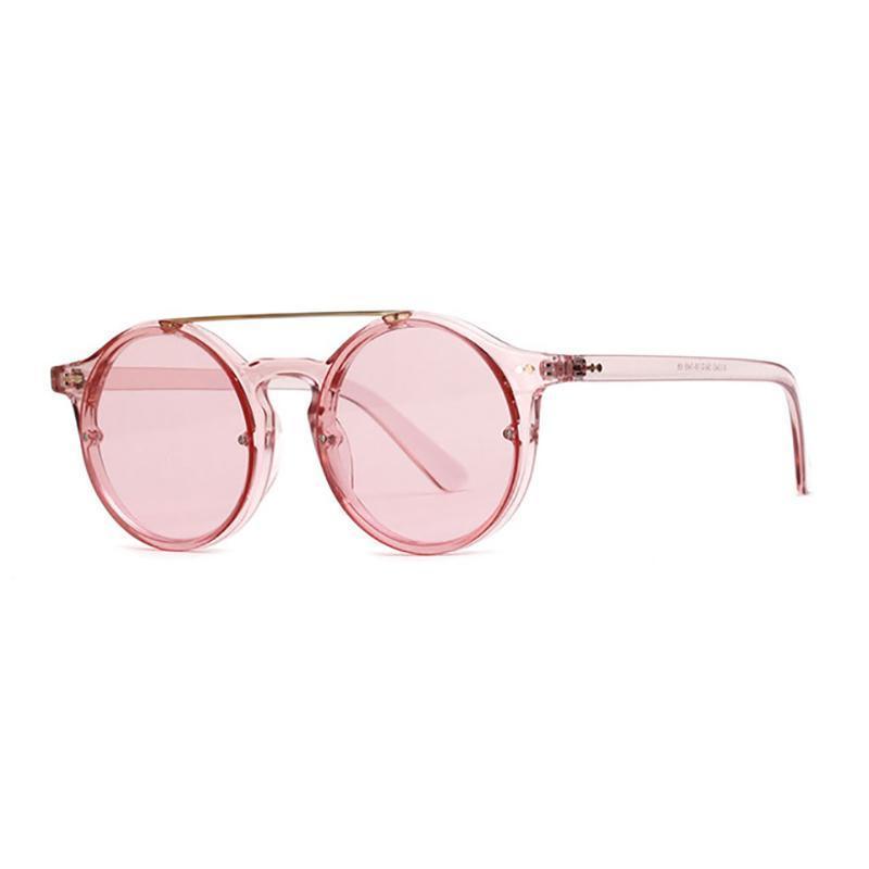 Double Bridge Round High Fashion Sunglasses Sunglasses Transparent Pink