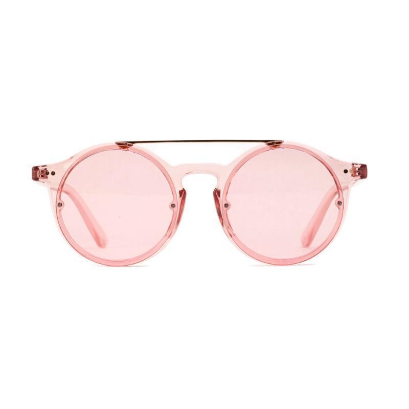 Double Bridge Round High Fashion Sunglasses Sunglasses Transparent Red