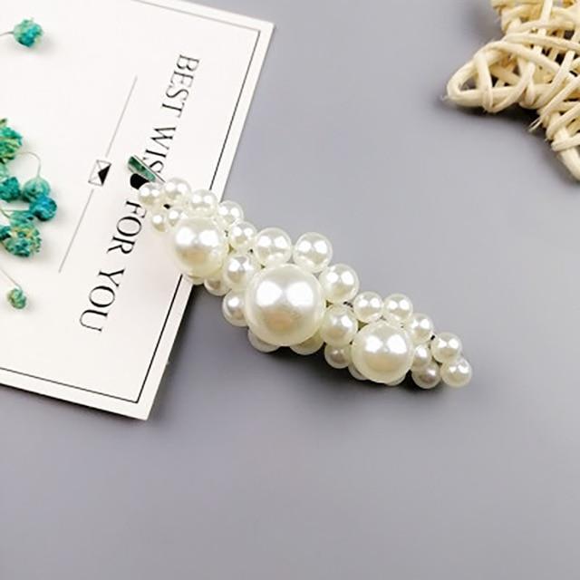 Elegant Pearl Hair Clip Barrettes Hair Accessories 13 silver