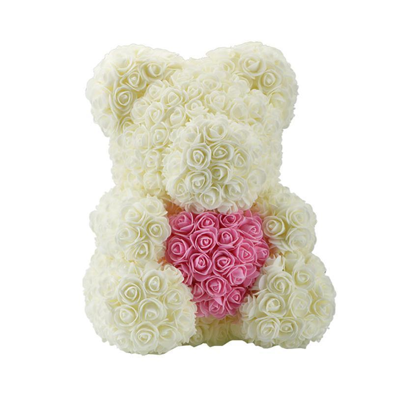 LE PETIT Rose Teddy Bear with Heart Home Accessories Cream-Pink (16 inc/40 cm)