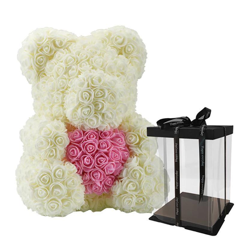 LE PETIT Rose Teddy Bear with Heart Home Accessories Cream-Pink with Box (16 inc/40 cm)