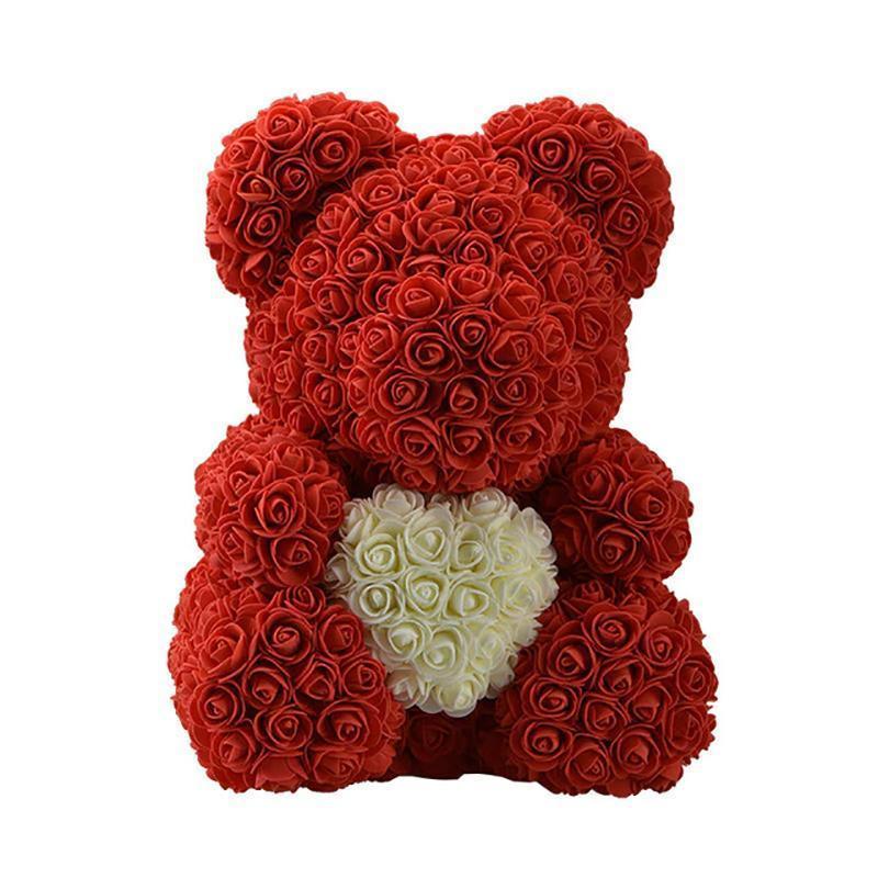 LE PETIT Rose Teddy Bear with Heart Home Accessories Red-White (16 inc/40 cm)