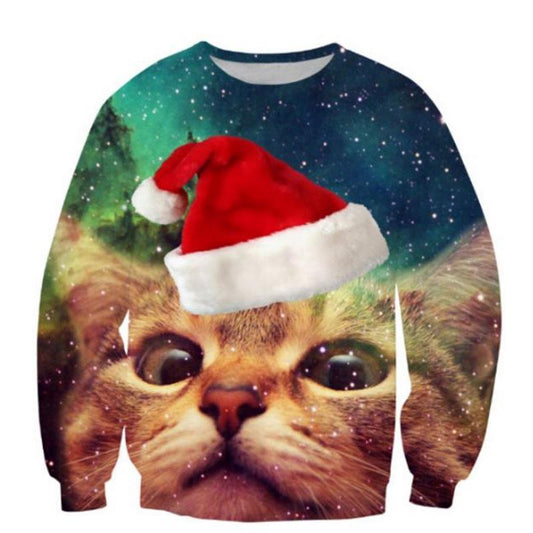 loomrack 3D Cat Ugly Christmas Sweater Christmas Ugly Sweaters