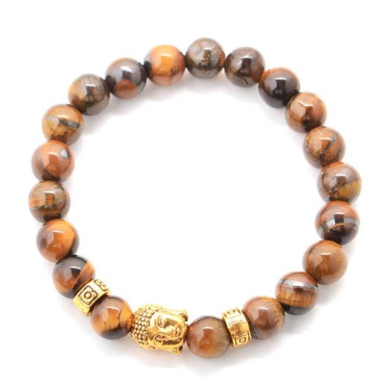 loomrack 7 Chakras Healing Bracelet with Natural Lava Beads Strand Bracelets Buddha Head