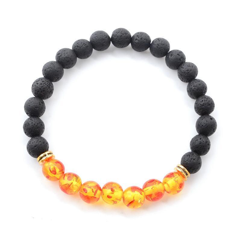 loomrack 7 Chakras Healing Bracelet with Natural Lava Beads Strand Bracelets Yellow