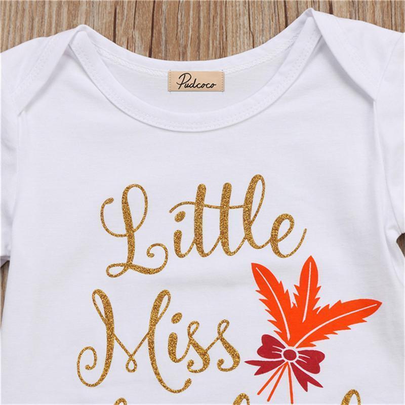 loomrack Baby Girl Thanksgiving Tutu Onesie - Little Miss Thankful 3-Piece Set Baby Clothes